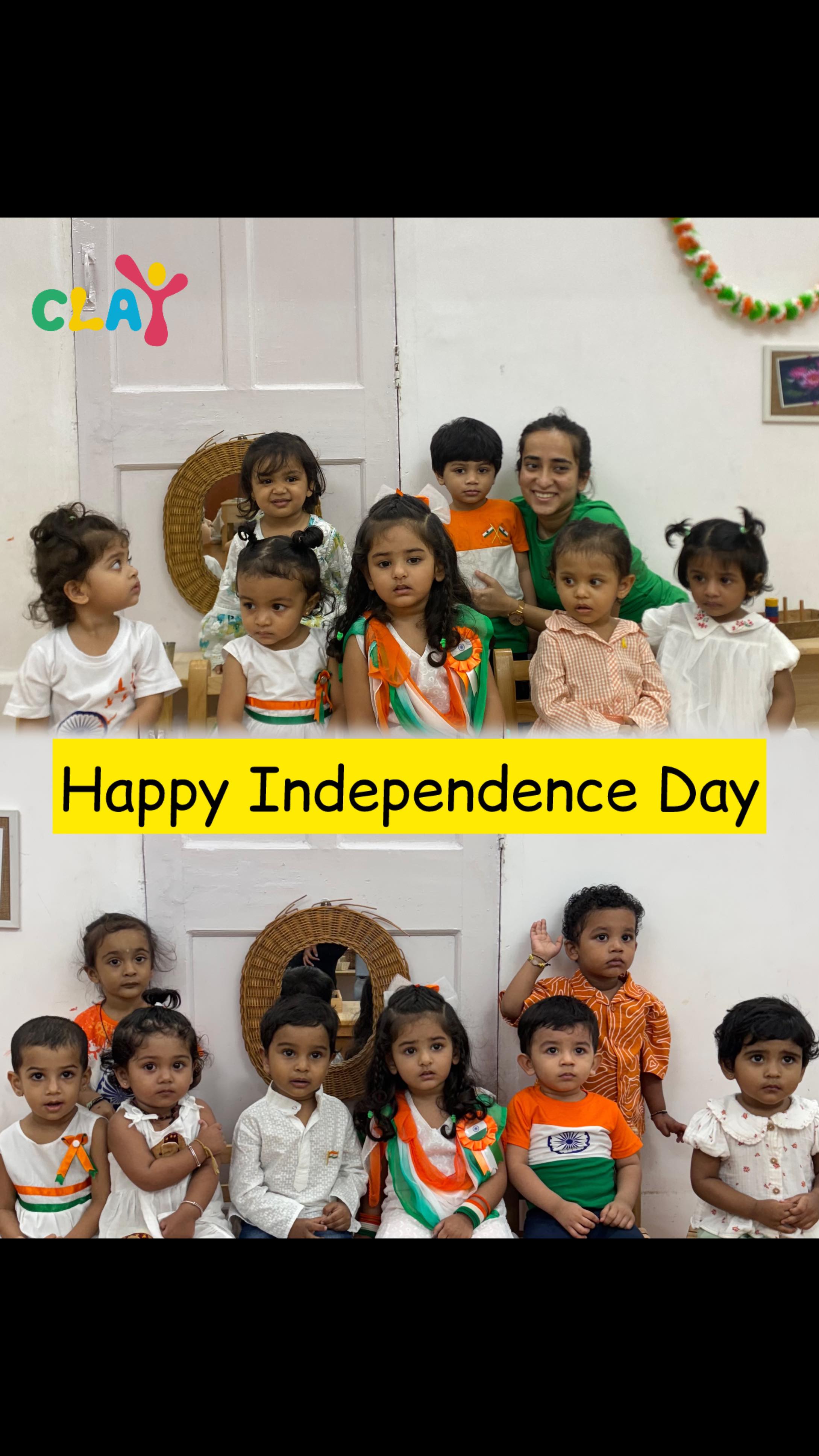 Happy Independence Day🇮🇳 #claymontessori ##MontessoriIndia
#TricolourArt
#HandprintFlag
#PatrioticKids
#LittleLearners #montessoripreschool 
#MontessoriActivities
#ToddlerActivities
#ProudToBeIndian
#MontessoriLife #sion #wadala #sion 
#MontessoriMoments #preschoolmumbai
#EarlyYearsLearning #matunga #dadar #parel 
#IndependenceDayCelebration. [Independence Day, Montessori activities, handprint flag, tricolour hand art, patriotic activities for toddlers, Clay Montessori, creative learning]