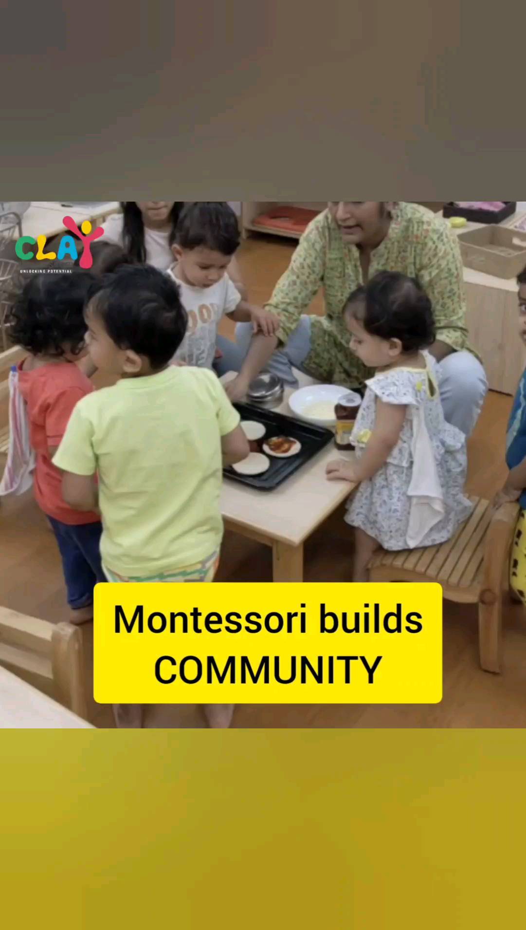 When many think Montessori they think independence. While true that functional independence (at the child's speed) is a key part of Montessori, community is at least as important.

Independence comes through dependence. In so many ways though we are all connected. Individuals do not exist independent of other humans.

We at Clay Montessori see the focus on community along with making your children Independent learners. Montessori designed her children's houses to be like homes where everyone was part of and contributed to the community. Children care for the environment. Learning practical life tasks is not about living an independent siloed-off life but is a way to be part of a larger community as a contributing member. Even our youngest children do contribute.

There is a great emphasis on the respect of others and the environment. Children in Montessori are seen as part of their family community and also the larger community.

Regardless of age, children are valued, contributing, and respected members of the community.

#toddlercommunity#toddlers#toddlerlife#montessori#Matunga #mumbai #preschools #earlychildhoodeducation #funactivities #funreels #indianmomblogger #mumbaimoms #mumvaimombloggers #parel #sion #kindergarten #childhoodunplugged #instamumbai #instamomblogger #instatoddlers#playgroup #montessoritoddler #instagood #trendingreels
