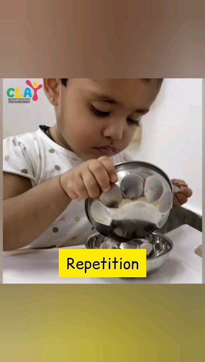 Maria Montessori believed that repetition is key to achieving perfection in learning. She emphasized that practicing tasks over and over helps individuals master them, much like how common daily activities become second nature through repetition. This principle is integrated into Montessori education, where learning is connected to practical, everyday tasks.

Our environment is carefully designed to encourage independent exploration. The principle of not interfering in the child's work cycle aligns with Montessori philosophy. Teachers observe and guide without interrupting the child's natural rhythm of repetition and practice. This allows the child to internalize concepts deeply and build confidence through continuous engagement with the materials and activities. By respecting the child's work cycle and allowing repetition, Clay Montessori helps foster a strong foundation for learning and development.
#claymontessori #mariamontessori #montessori #repetition #preschools #mumbai #Matunga #sion #Wadala #Dadar #mumbaimom #momsofinstagram #dadsofinstagram #toddlers