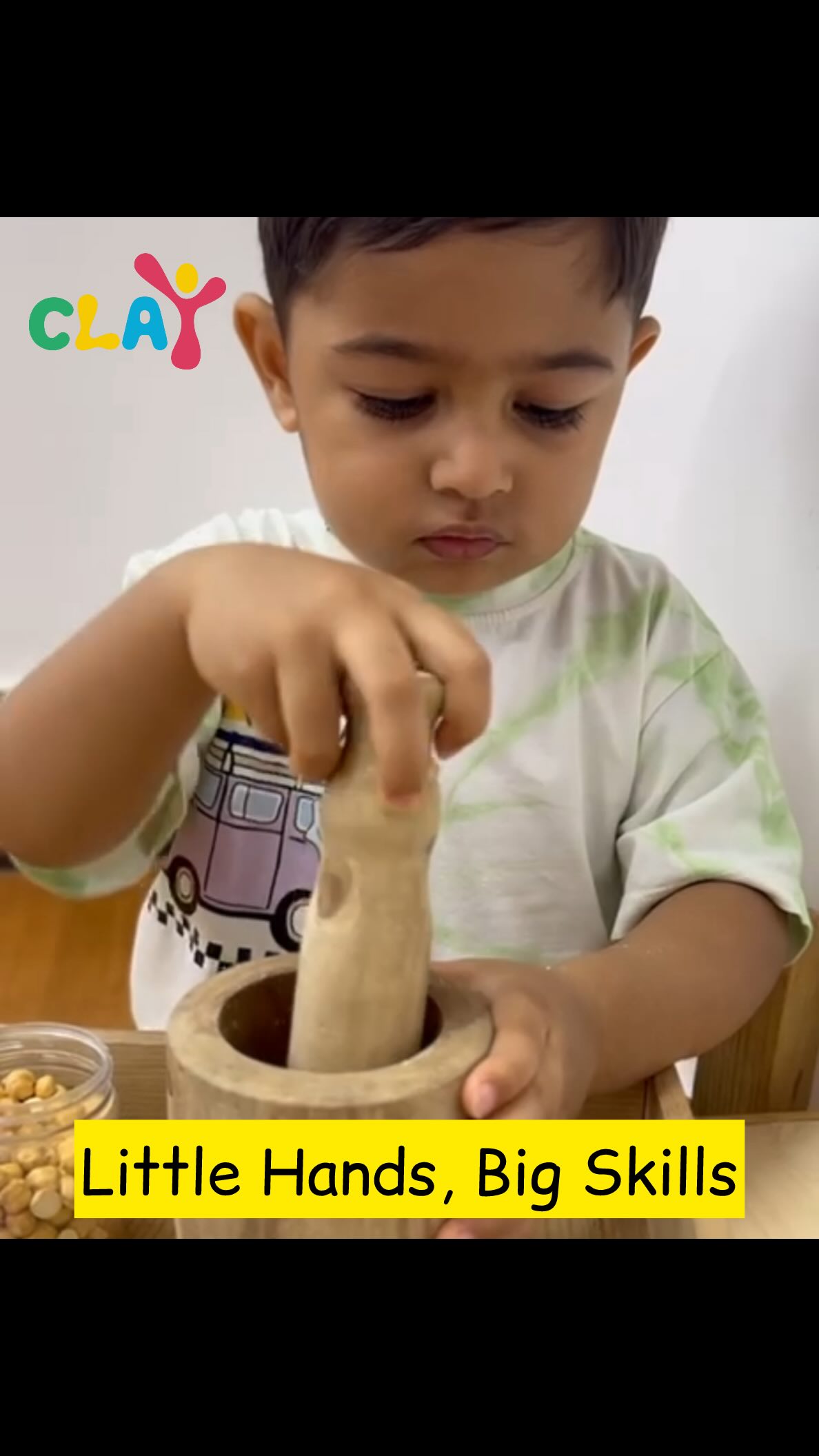 From tiny hands to strong skills 💪✨
Pounding chana isn’t just fun – it’s a powerful way for children to:
🌟 Strengthen fine motor skills
🌟 Build hand muscles
🌟 Gain independence in eating
At Clay Montessori, every activity is designed to nourish both body and mind – one little pound at a time 🥰  #claymontessori #MontessoriAtHome #MontessoriIndia #MontessoriActivities #ToddlerActivities #MontessoriPracticalLife #FineMotorSkills #HandStrengthening #LifeSkillsForKids #MontessoriMethod #ToddlerLearning #MontessoriToddler #IndependenceForKids #MontessoriMumbai #PracticalLifeSkills #mumbai #dadar #matunga #parel #sion #sewri #preschoolmumbai [Clay Montessori, pounding chana, fine motor skills, toddler independence, hand muscle development, Montessori practical life, Montessori activities for toddlers, strengthening hands, self-feeding skills, Montessori Mumbai]