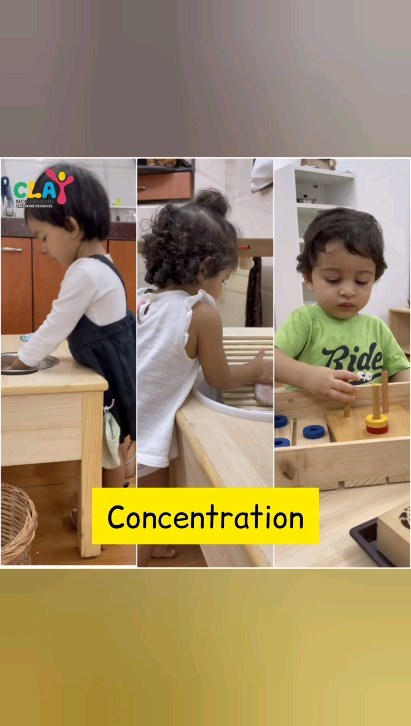 "Nurturing Concentration: 🌱✨ At Clay Montessori, we embrace key principles to support your child's focus and growth. 
🧘‍♂️🌟 Upholding Uninterrupted Focus: Shielding their absorption in activities is essential, allowing them to delve deep. 
🕊️ Embracing Diverse Paths: Concentration flourishes in various pursuits, from exploration to scholastic endeavors.
 📚 Curating Captivating Experiences: We provide engaging activities, sparking their curiosity and involvement. 
🎨 Temporal & Spatial Abundance: By dedicating time and creating the right environment, we foster unwavering focus. 
🕰️🌿 Join us in laying a strong foundation for your child's concentration journey! 💪🌈
#claymontessori #montessori #concentration #focus #childdevelopment #earlchildhoodeducation #toddlers #mumbai #preschools #admissionopen #Matunga #sion #Wadala #Dadar #sewree